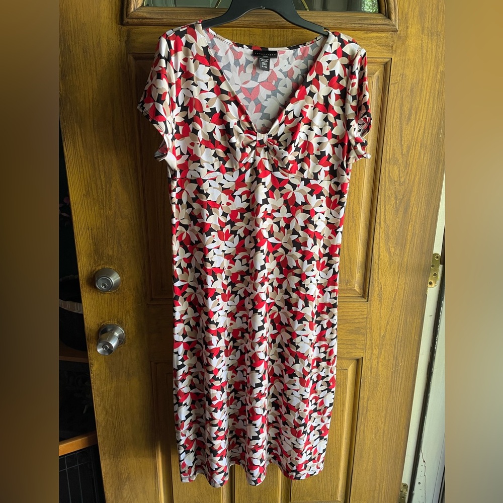 Apostrophe Women’s Stylish Red and White Print Dress XL